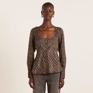 Damson Madder Lemi Sheer Blouse - Multi Check